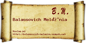 Balassovich Melánia névjegykártya